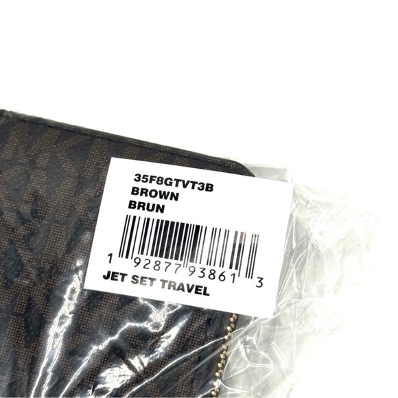 Michael Kors Large Travel Continental Wallet Wristlet Brown/Gold - Picture 10 of 10